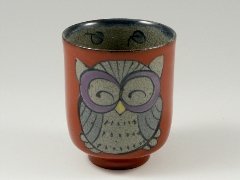 有田 波佐見焼 翔芳窯 錦フクロウ 組湯呑(夫婦湯呑) 20815