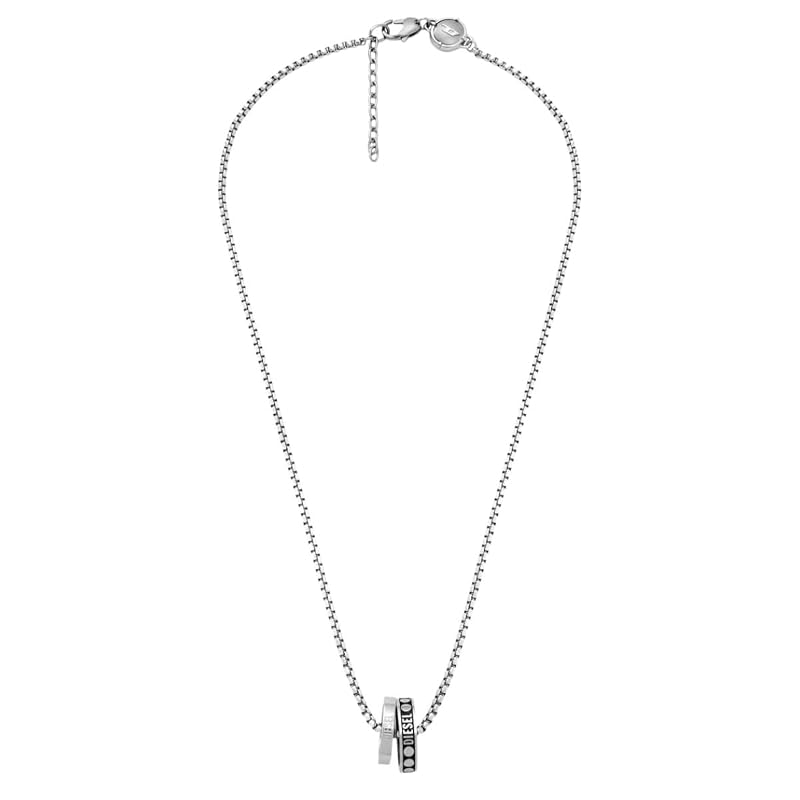 DIESEL ディーゼル DX1168040 ダブルリング ネックレス ステンレス ロゴ メンズ [並行輸入品]