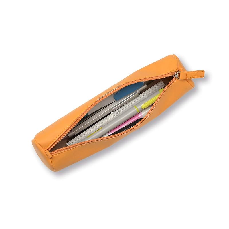 RHODIA(ロディア) ロディアラマ ラウンド ペンシルケース 円柱型 (21.5 x 直径5cm) イタリア製合皮使用 オレンジ RHODIA Rhodiarama cf318890