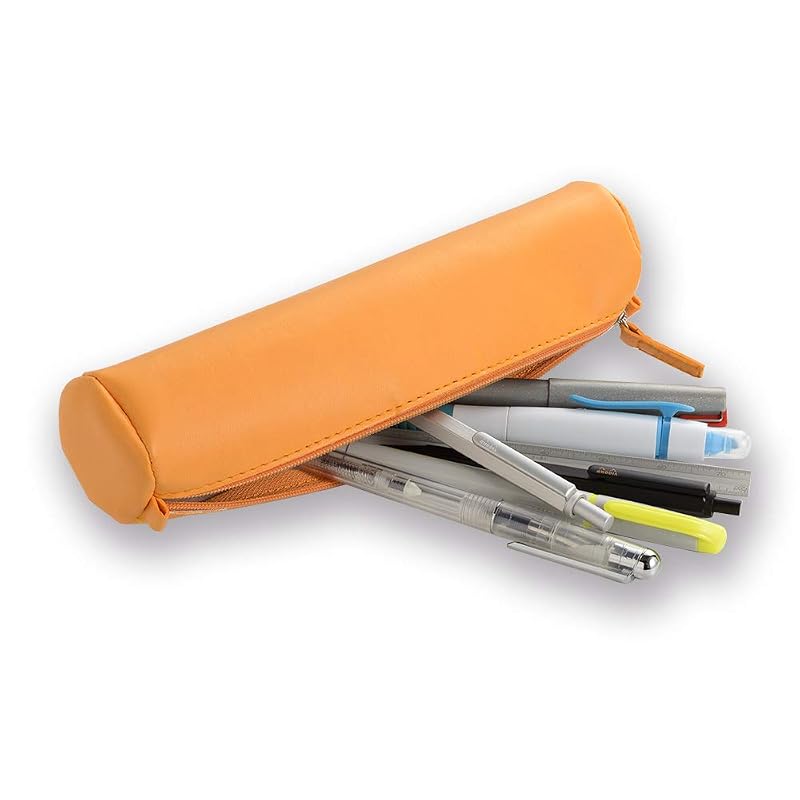 RHODIA(ロディア) ロディアラマ ラウンド ペンシルケース 円柱型 (21.5 x 直径5cm) イタリア製合皮使用 オレンジ RHODIA Rhodiarama cf318890