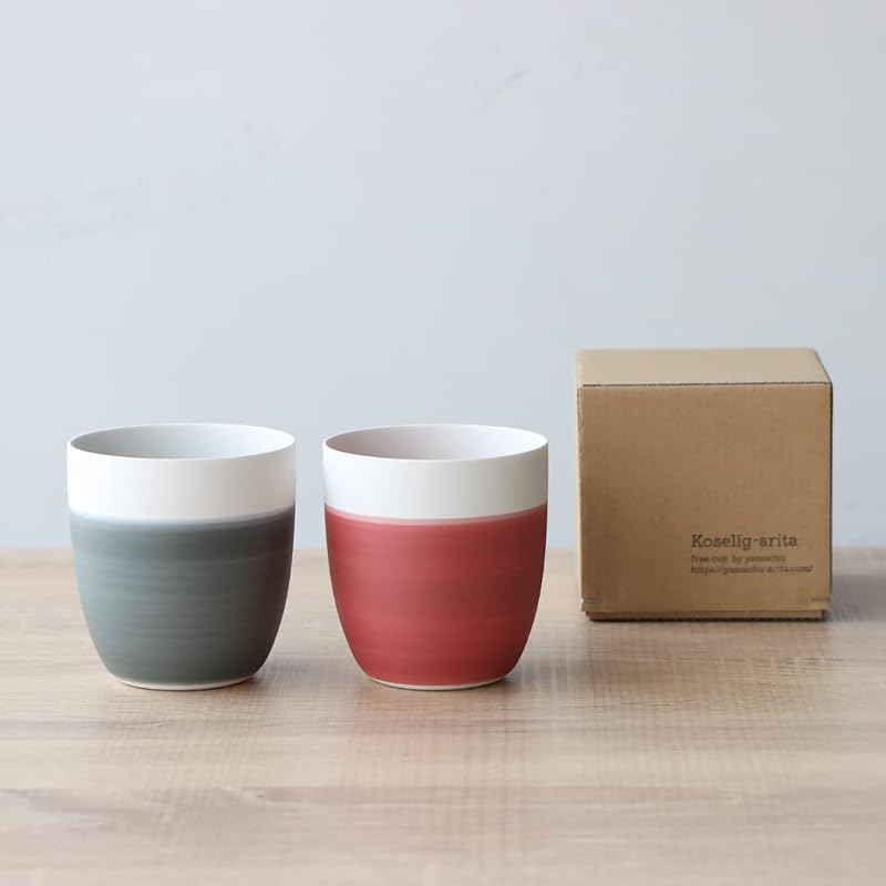 yamachu (山忠) 有田焼 Koselig-arita freecup フリーカップ コップ 200ml (レッド) 北欧 シンプル おしゃれ hygge ギフト