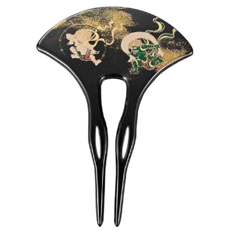 山中漆器 山中塗 漆芸かんざし (風神雷神(B))