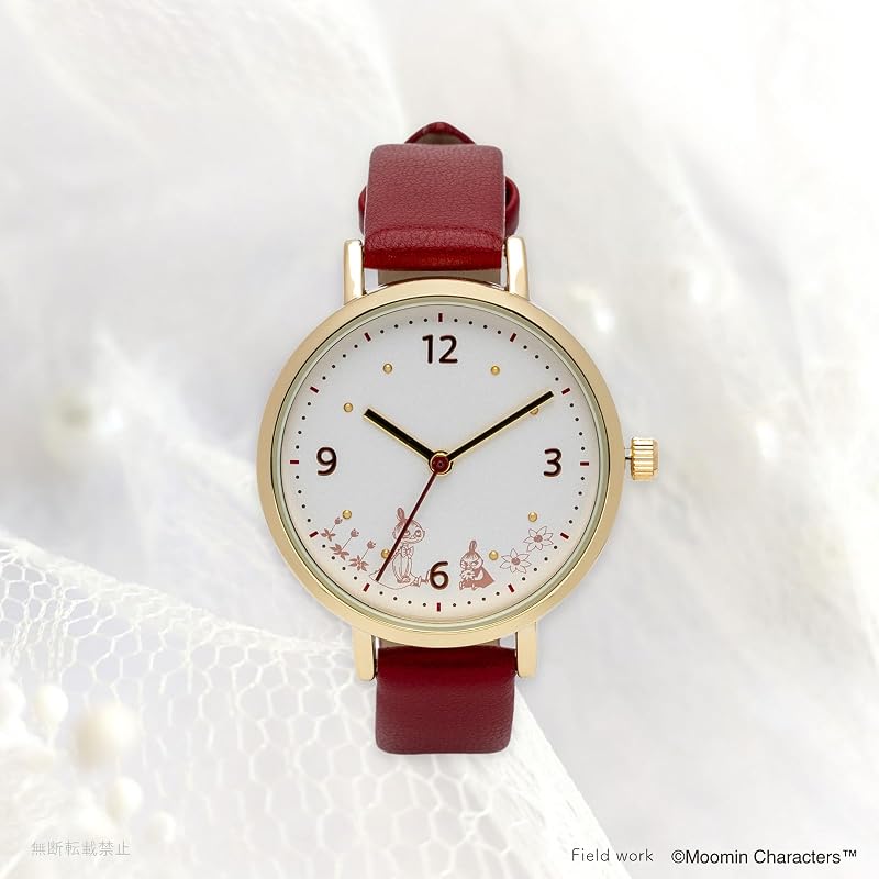 Fieldwork(フィールドワーク) 腕時計 レディース アナログ ムーミン moomin 革ベルト シンプル ムーミンプリントウォッチJ レッド MOM021-3