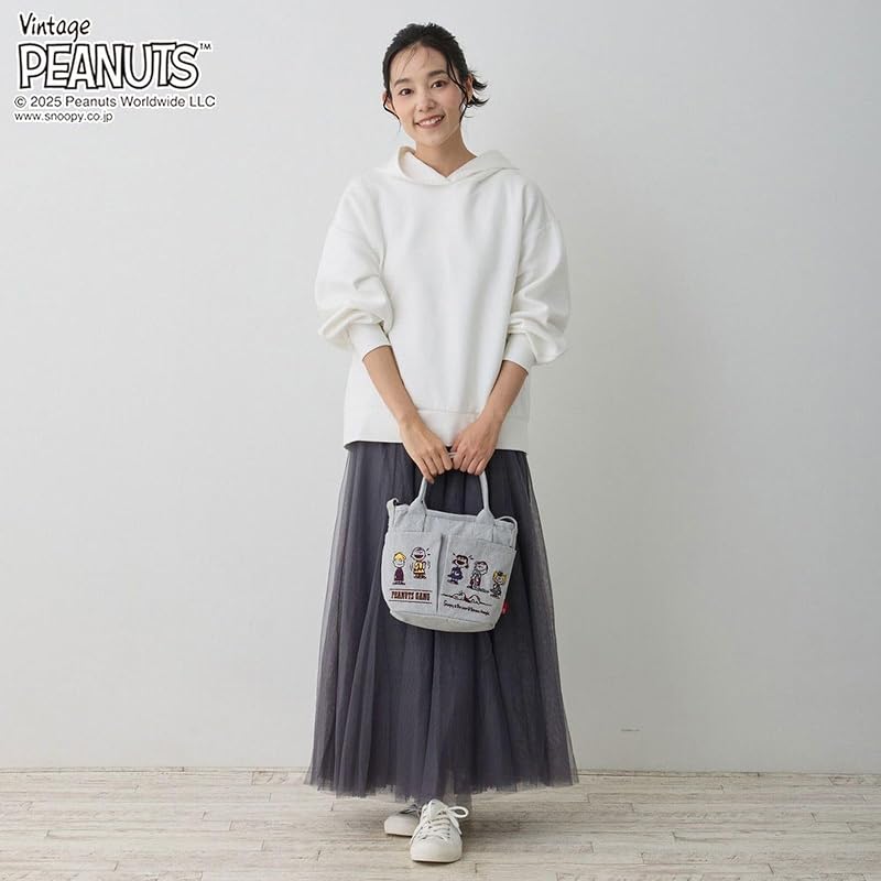 [ルートート] スヌーピー 刺繍 ショルダー付 ミニ トートバッグ IP ベビールー ポケッツ ピーナッツ 0C 8422 (04 ライトグレー)