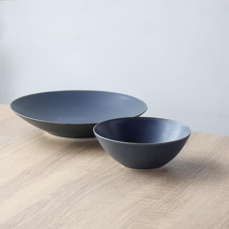 波佐見焼 Natural シリーズ ボウルプレート ネイビー 光春窯 陶磁器 日本製 (Navy, Bowlplate)
