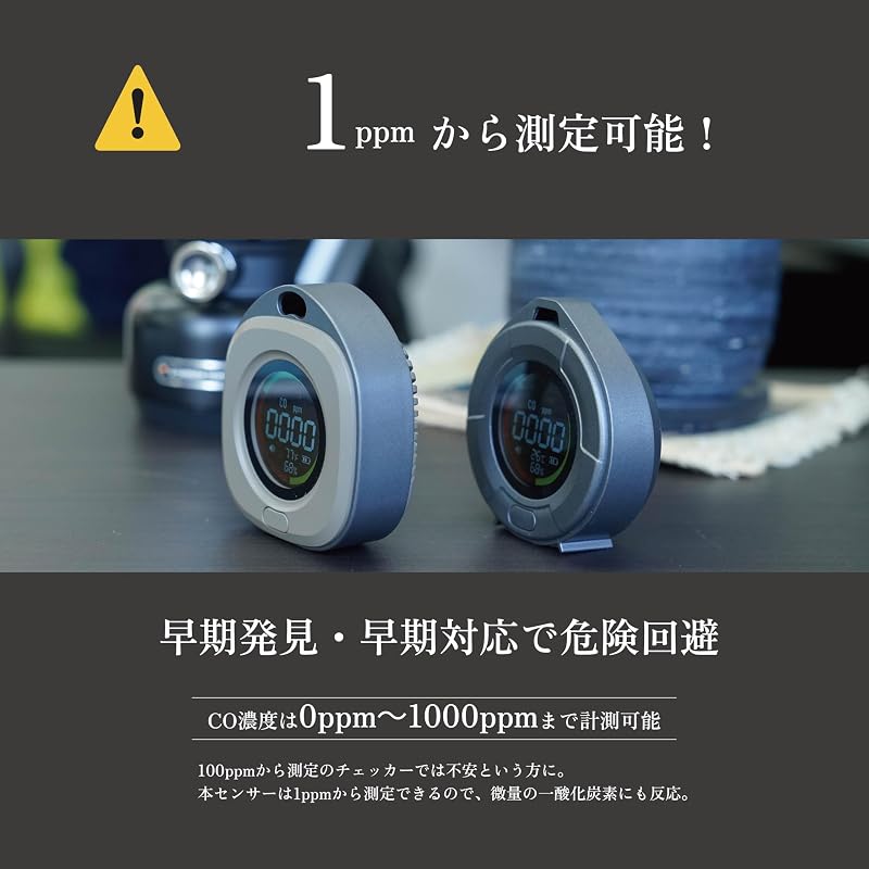 沢田テント 一酸化炭素チェッカー 日本製センサー マットブラック SW-COJ1