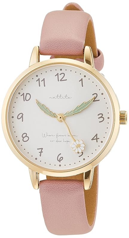 Fieldwork(フィールドワーク) 腕時計 アナログ フルリー 花 モチーフ 革ベルト レディース パープル