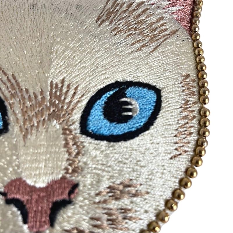東京かんかん 猫雑貨 『キャット刺繍ミラー 1915 :ホワイト 』 手鏡 コンパクトミラー かわいい 携帯用 ミニサイズ ネコ (ホワイト)