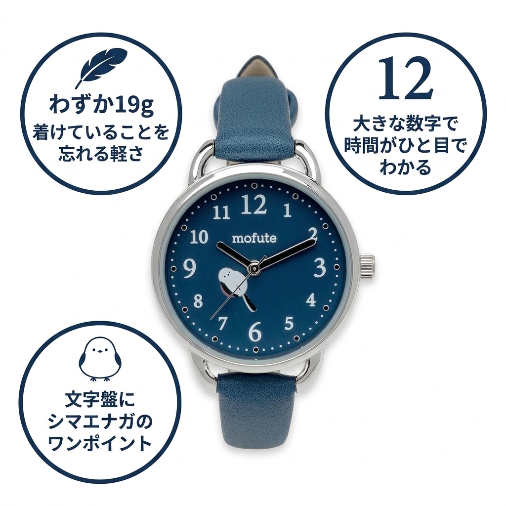 Fieldwork(フィールドワーク) 腕時計 アナログ レディース ゆきちゃん 合皮バンド レザーウォッチ シンプル シマエナガ 可愛い カジュアル 日常使い ネイビー MKL2425-4 NV