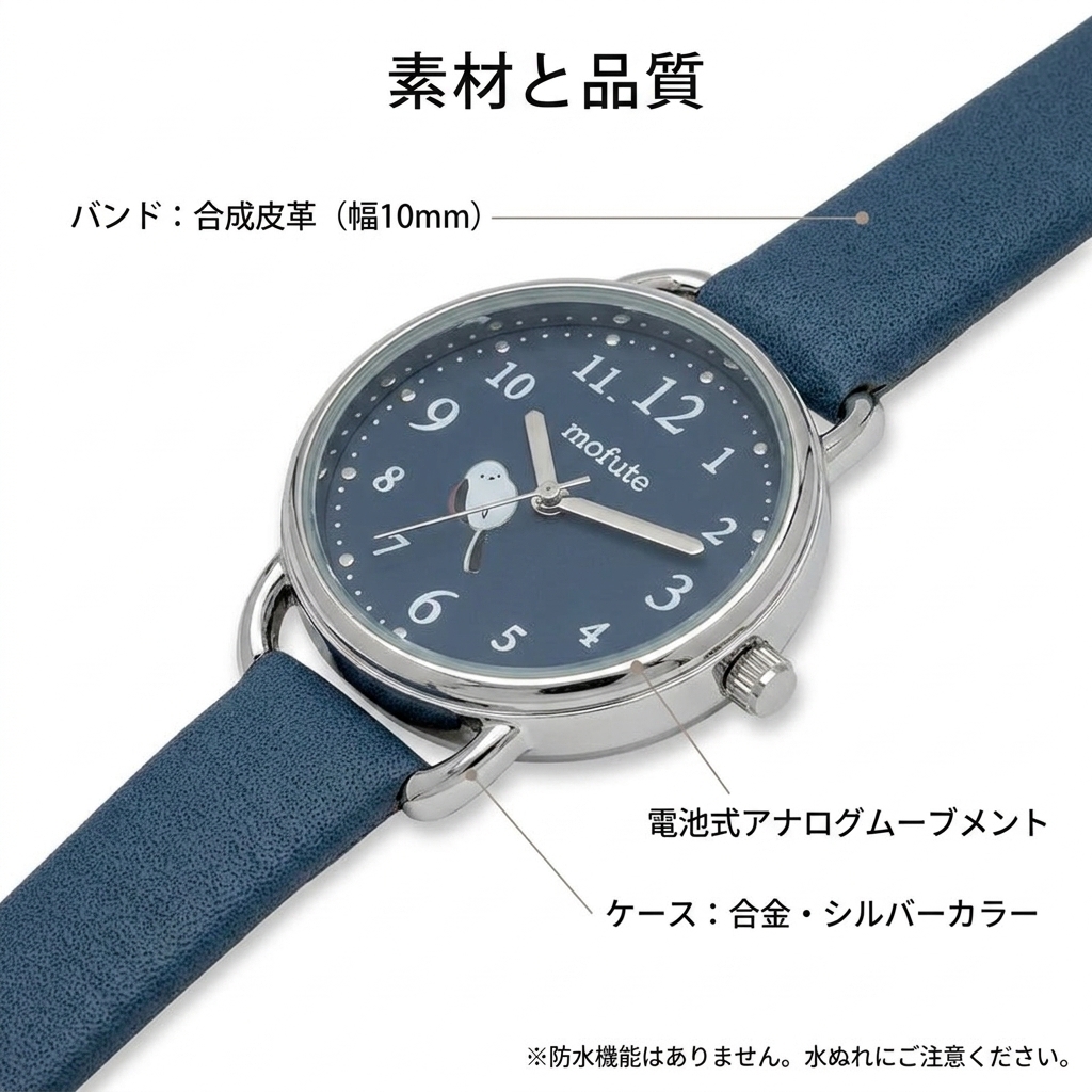 Fieldwork(フィールドワーク) 腕時計 アナログ レディース ゆきちゃん 合皮バンド レザーウォッチ シンプル シマエナガ 可愛い カジュアル 日常使い ネイビー MKL2425-4 NV
